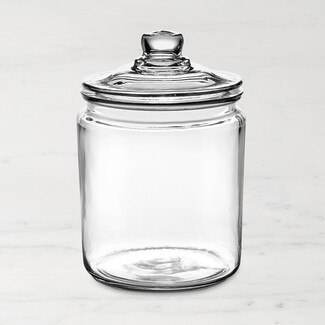 Storage Jar Clear Glass Knob Handle Thick Base Storage