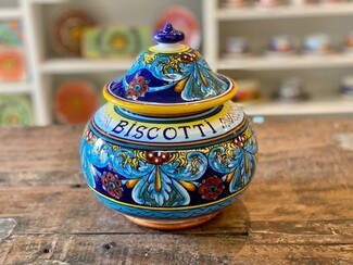Storage Jar Typographic Detail Majolica Italian Jar
