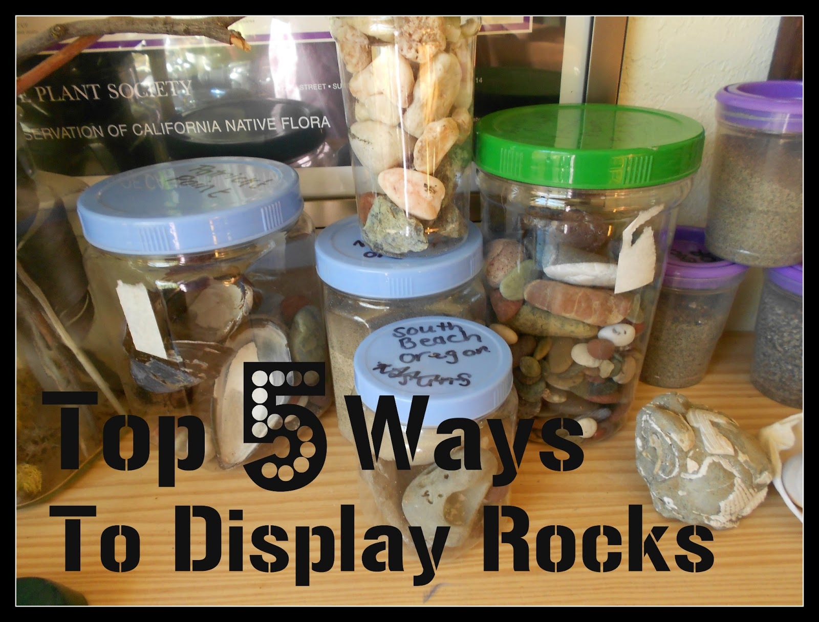 Storage Jars with Clear Plastic for Beach Stone Storage Jars