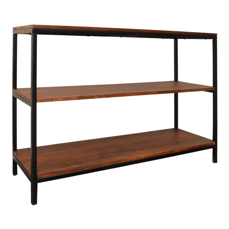 Storage Shelf Chestnut Wood Tone Open Tiered Unit