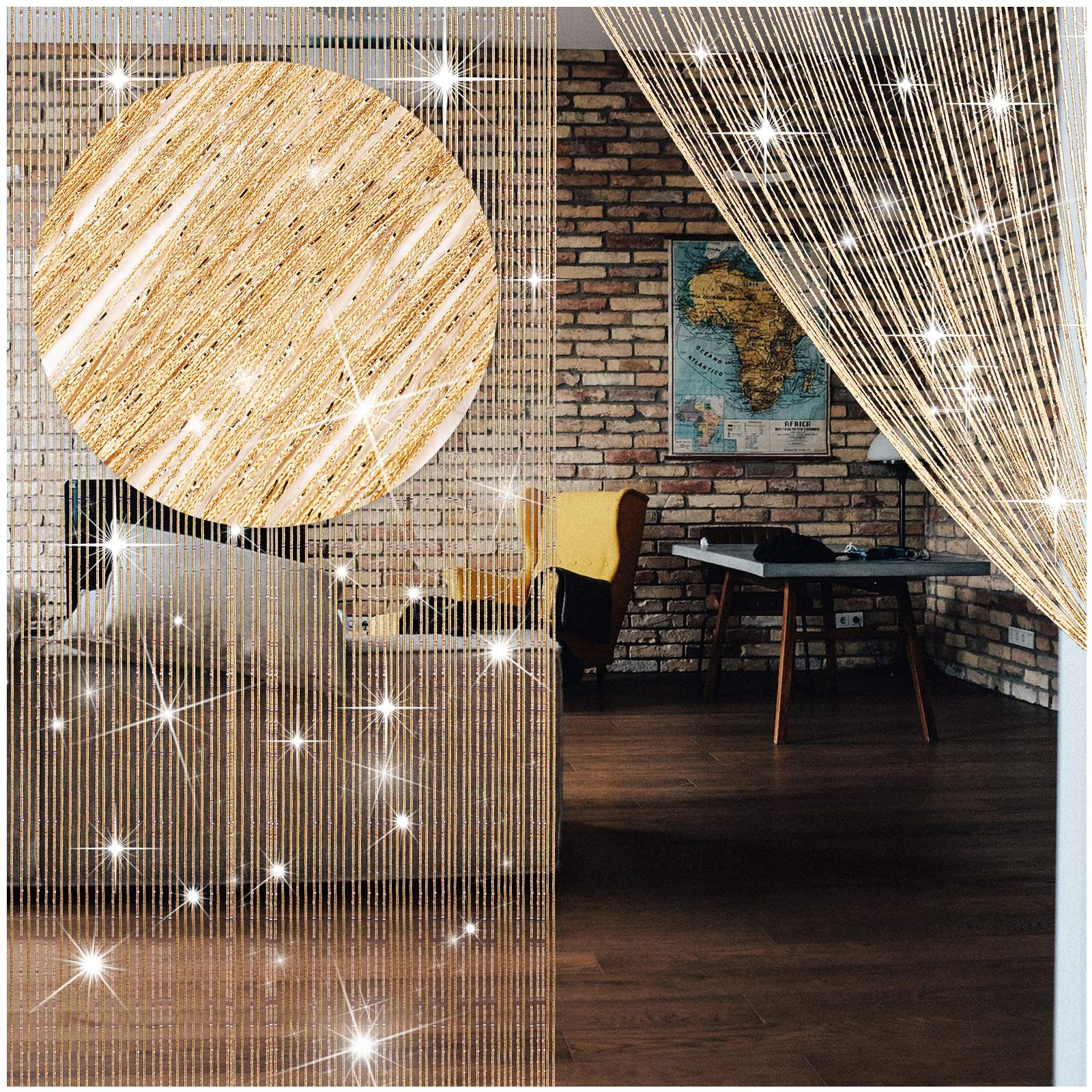 String Curtain Champagne Gold Hue Glitter Tassel