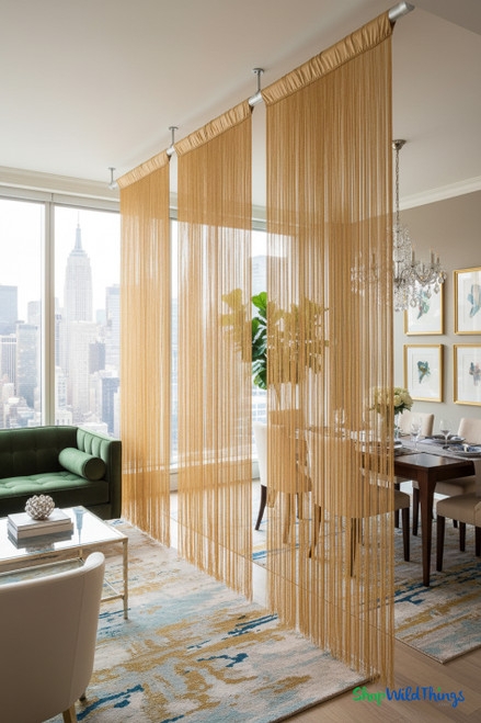 String Curtain Honey Gold Fringe Trimmable Divider