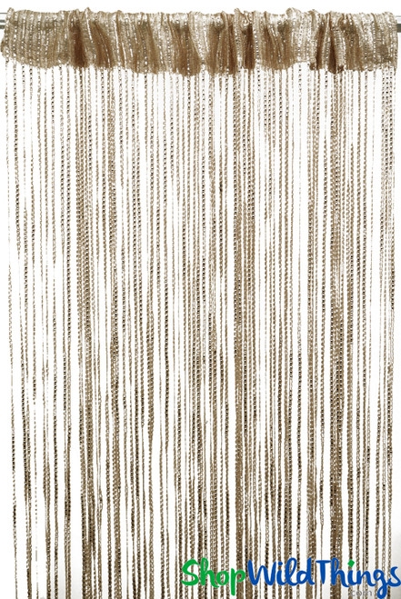 String Curtain Silver Thread Sparkle Cream Metallic Divider