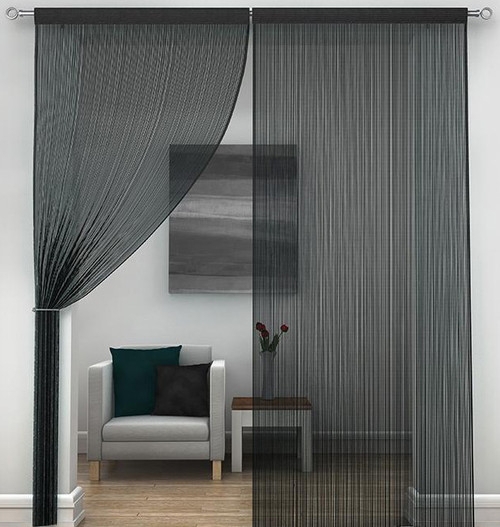 String Curtain Trimmable Length Black Industrial Partition