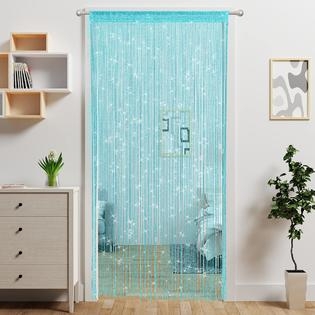 String Curtain Turquoise Glitter Fringe Beaded Door Panel