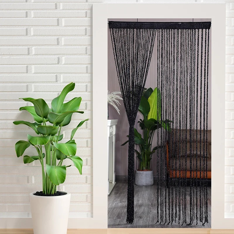 String Curtain Vertical Fringe Matte Black Tassel