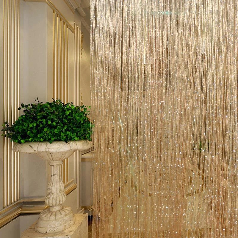 String Curtain Vertical Transparency Gold Divider