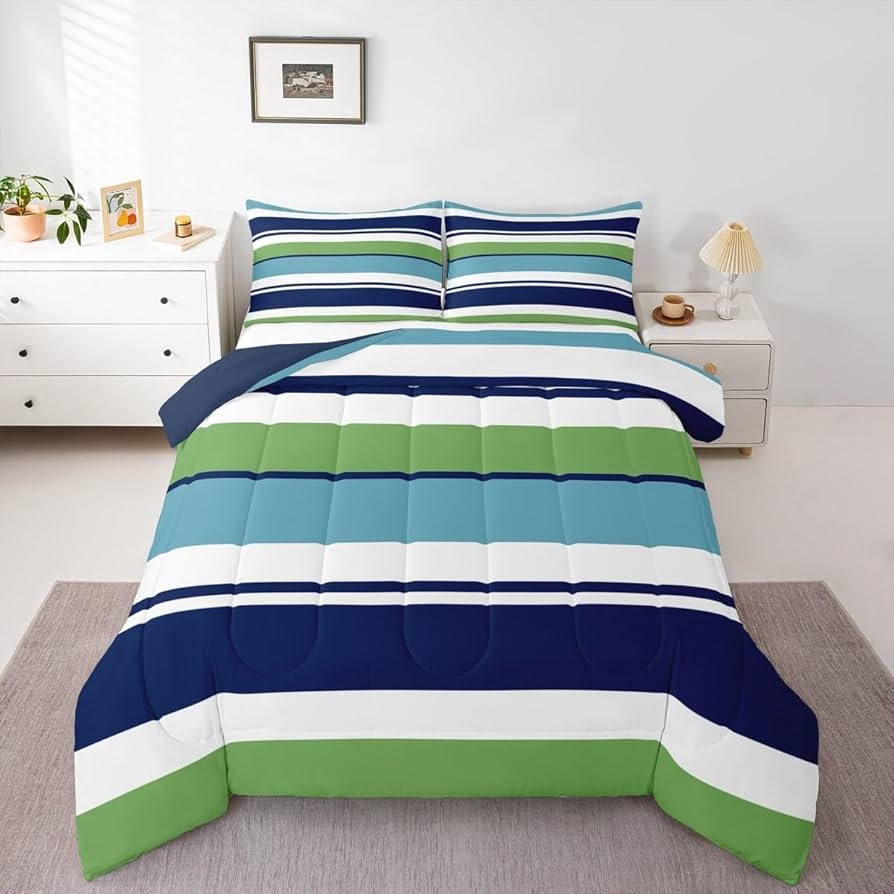 Striped Comforter Set Bold Pattern Horizontal Quilting Set