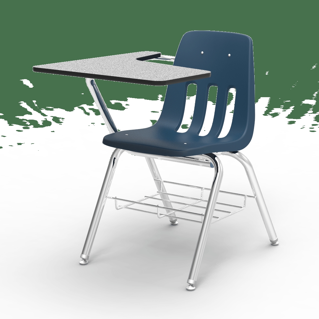 Student Chair Desk with Gray Nebula Surface and Rack