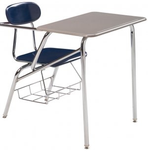 Student Desk Chair with Support Brace and Navy Seat