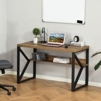 Study Desk with Geometric Legs and Open Lower Shelf