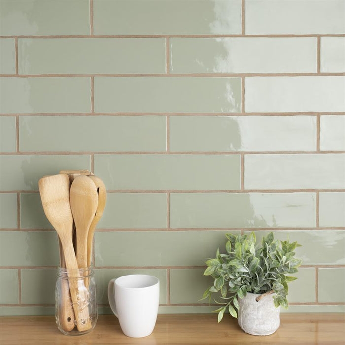 Subway Tile Elongated Ceramic Contrasting Tan Grout