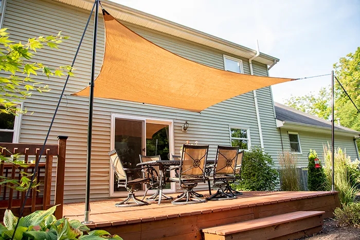 Sun Sail: Triangular Tension Shade and Apricot Patio Shade Sail