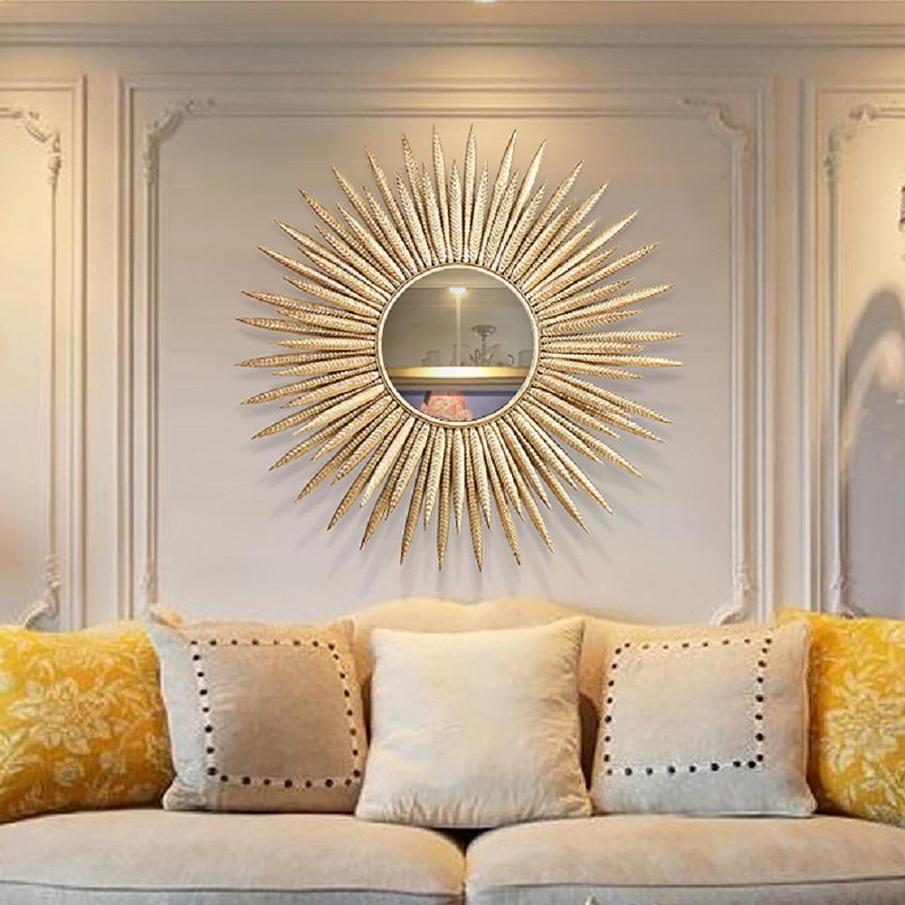 Sunburst Mirror Feathered Rays Glam Living Room Decor