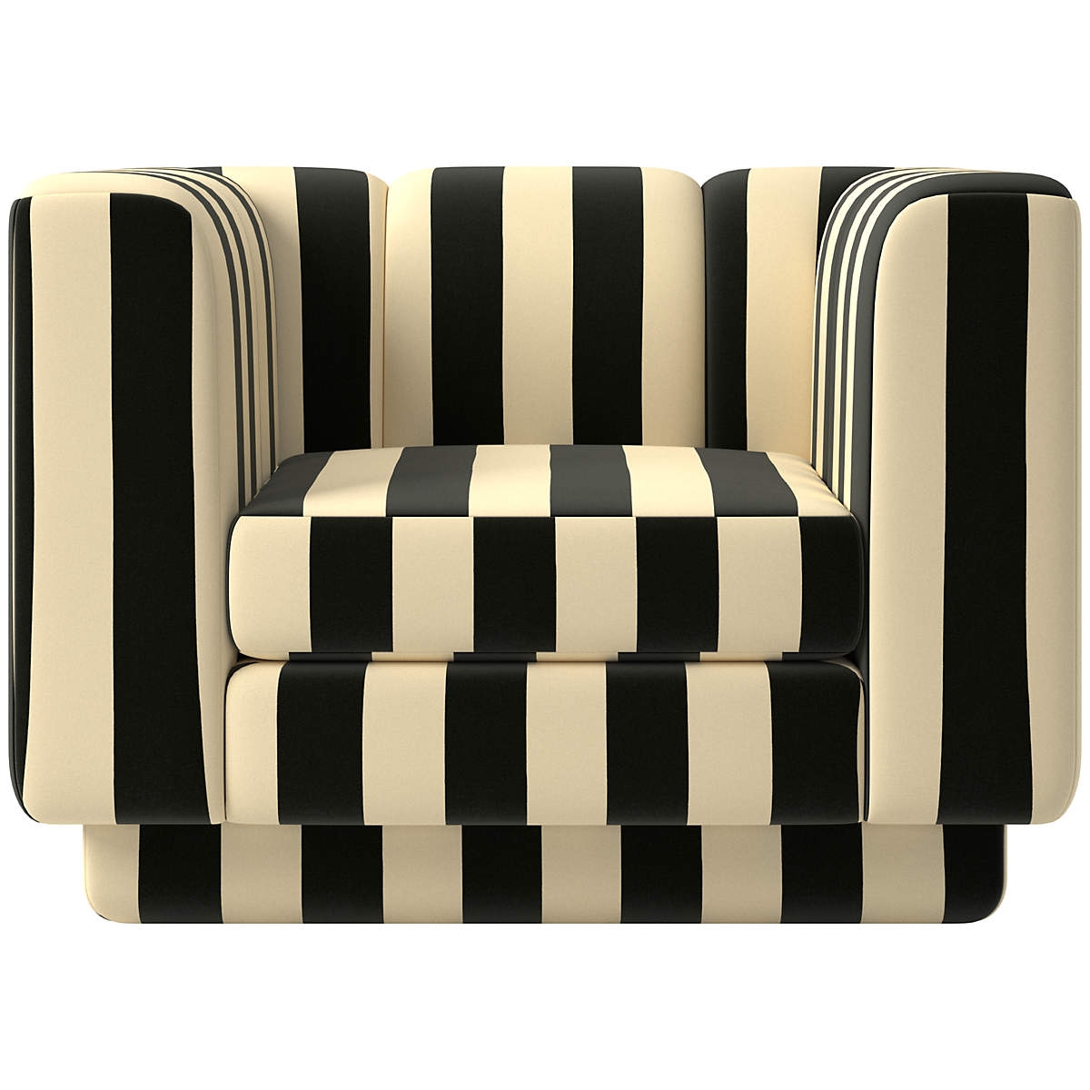 Swivel Chair Boxy Silhouette Recessed Base Stripes