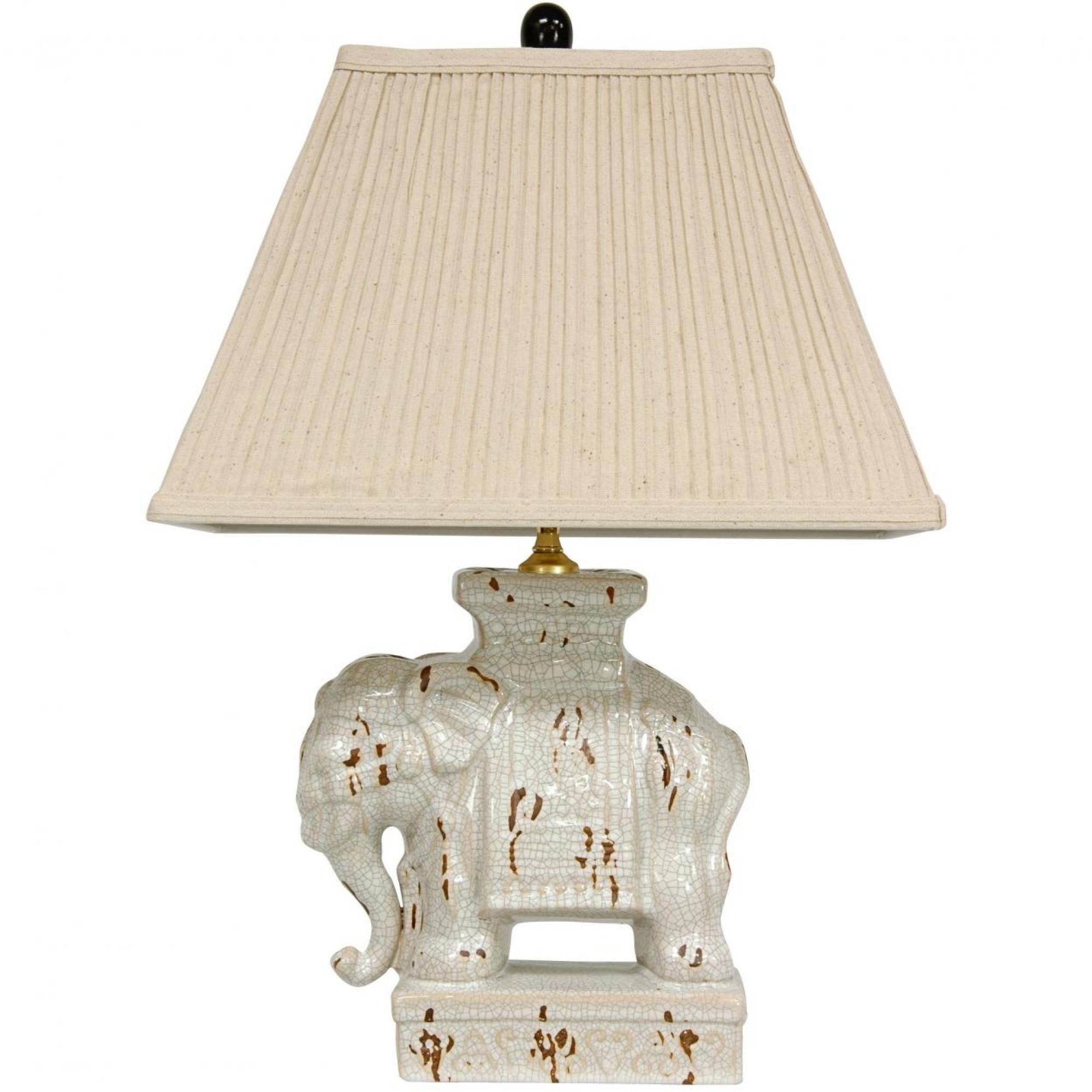 Table Lamp Elephant Figurine Base and Crackle Glaze