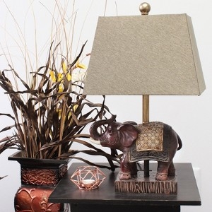 Table Lamp Geometric Saddle Motif and Brown Resin Base