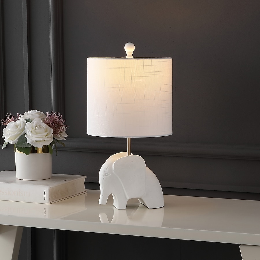 Table Lamp Matte White Finish and Linen Textured Shade