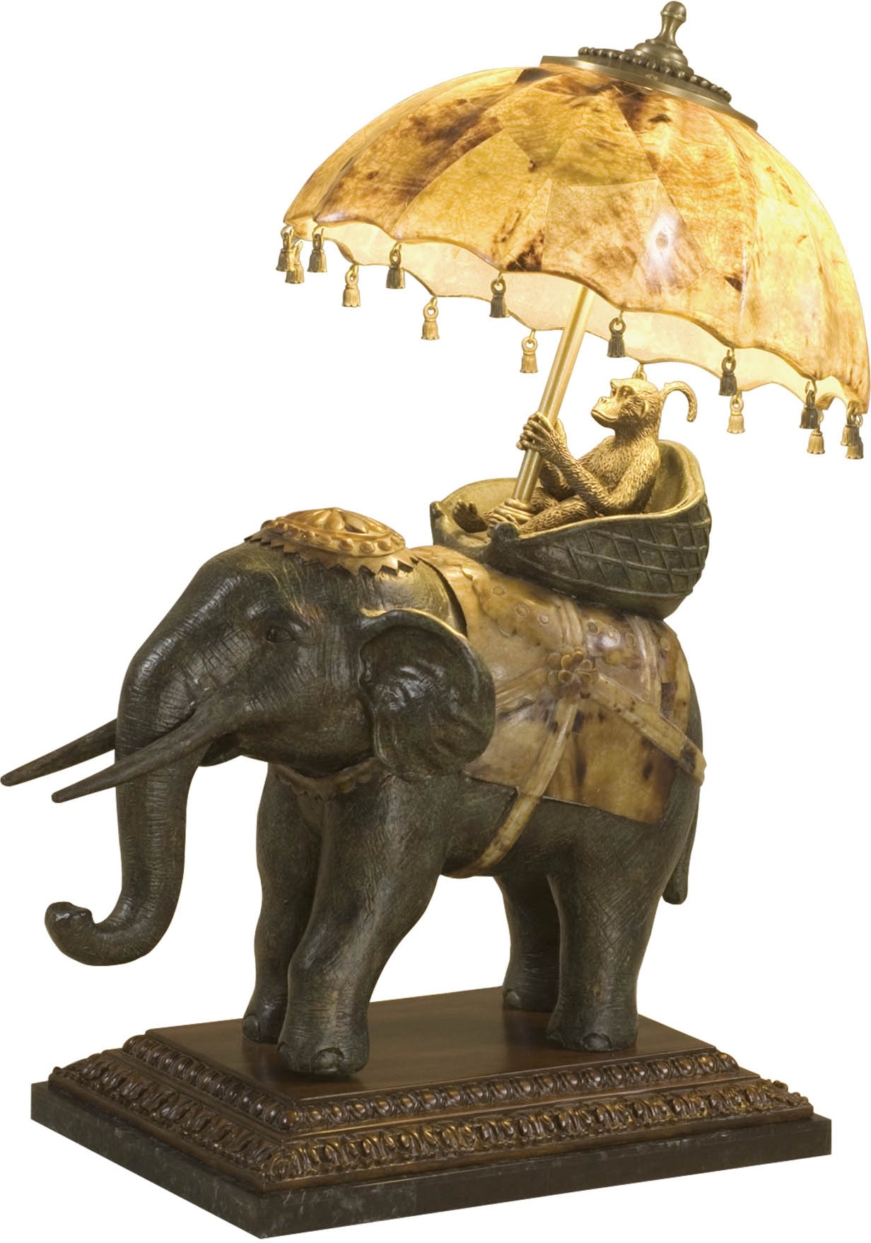Table Lamp Monkey Holding Umbrella and Parasol Shade