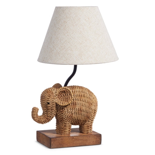 Table Lamp Woven Elephant Base and Natural Fiber