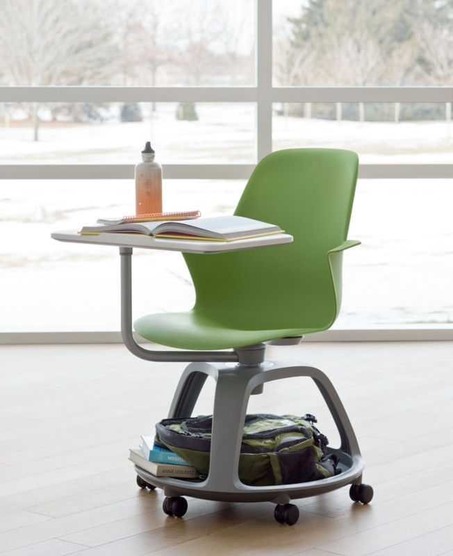 Tablet Arm Chair featuring Lime Green Shell and Storage