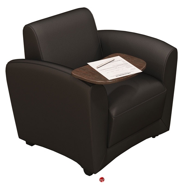 Tablet Arm Chair in Espresso Brown with Curved Arm