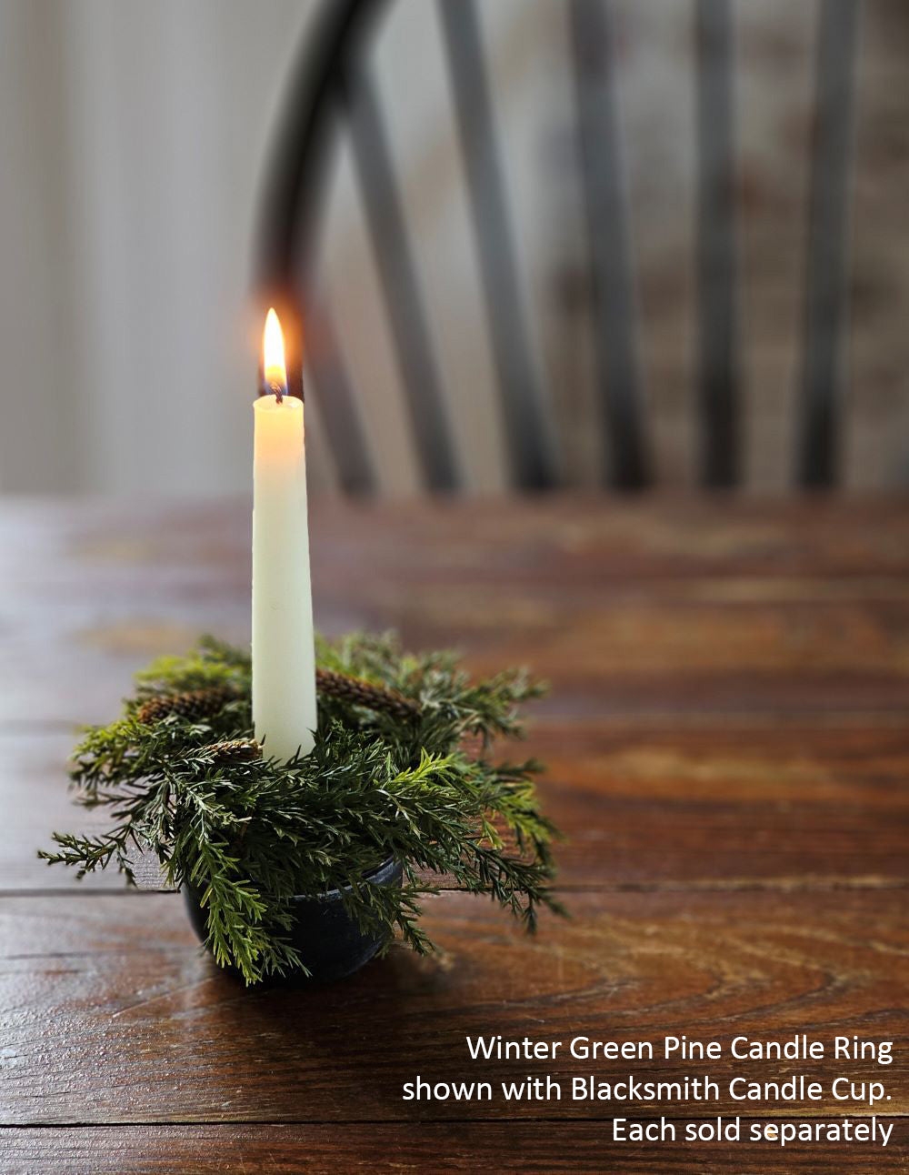 Taper Candle Holder Blacksmith Metal Low Profile Pine Candle Holder