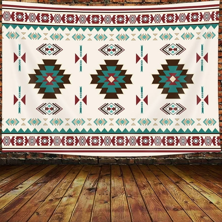 Tapestry: Tribal Motif for Boho Geometric Teal Wall Hanging