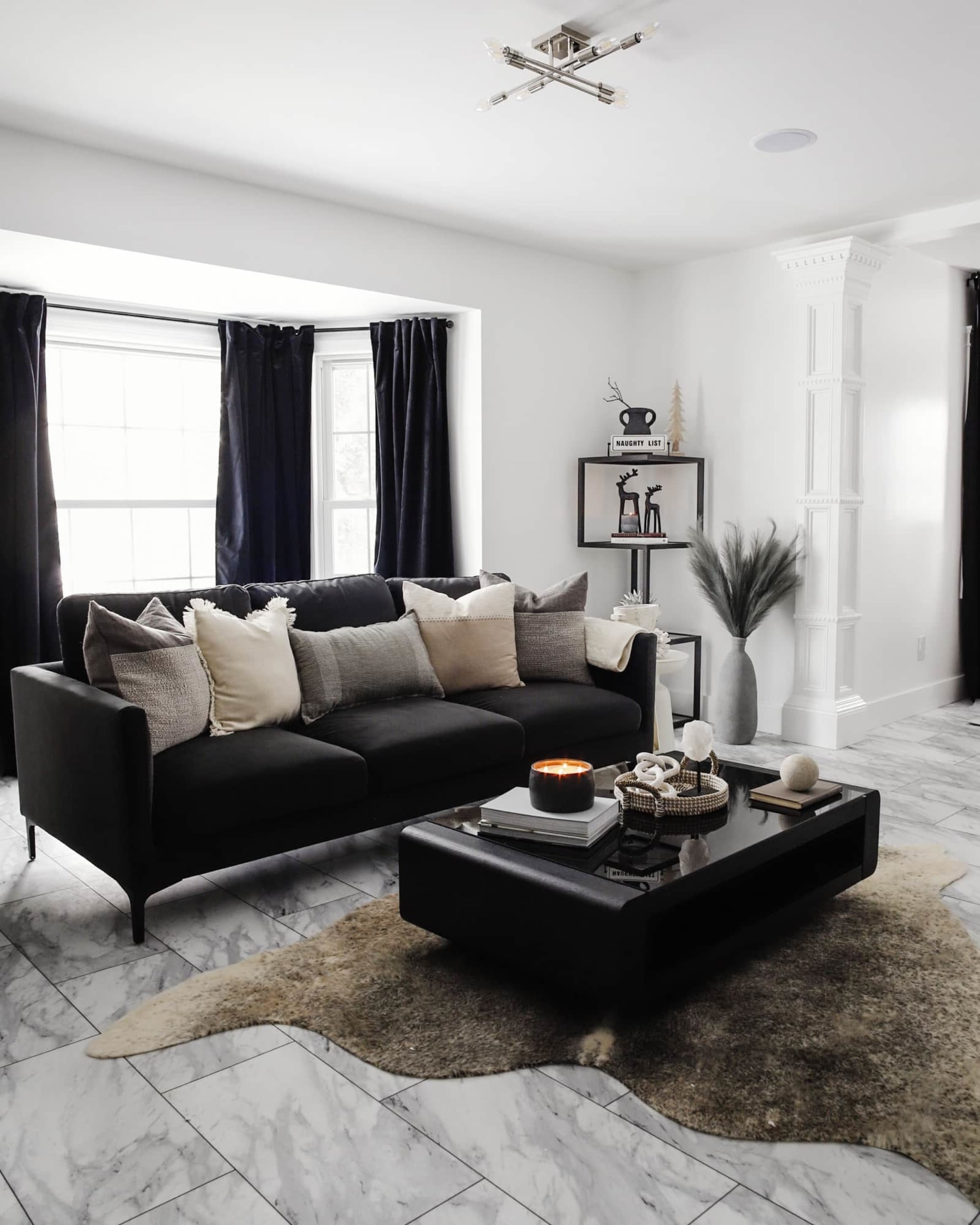 Three Seater Sofa Jet Black Velvet Tapered Legs