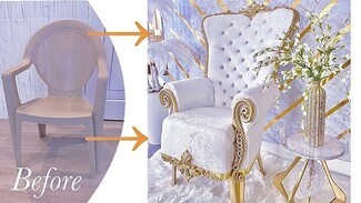 Throne Chair DIY Transformation White Crushed Velvet