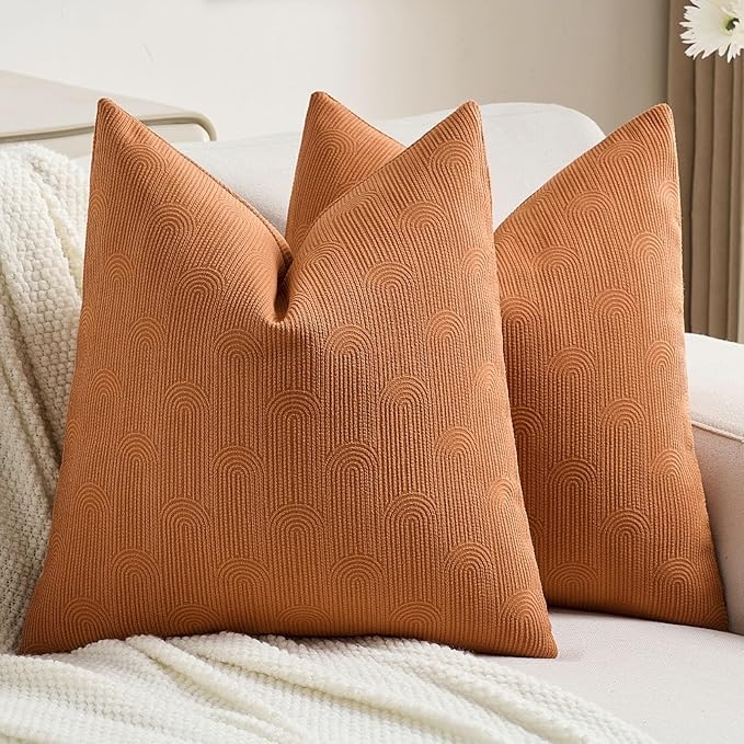 Throw Pillow Arched Ribbed Pattern Chenille Textured Cover