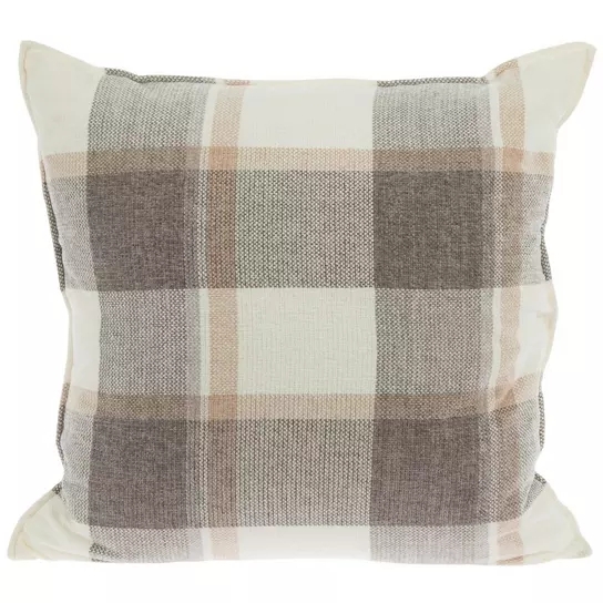 Throw Pillow Chenille Fabric Plaid Pattern Farmhouse Cool