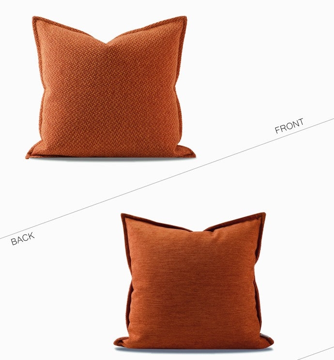 Throw Pillow Chunky Woven Front Rust Terracotta Accent