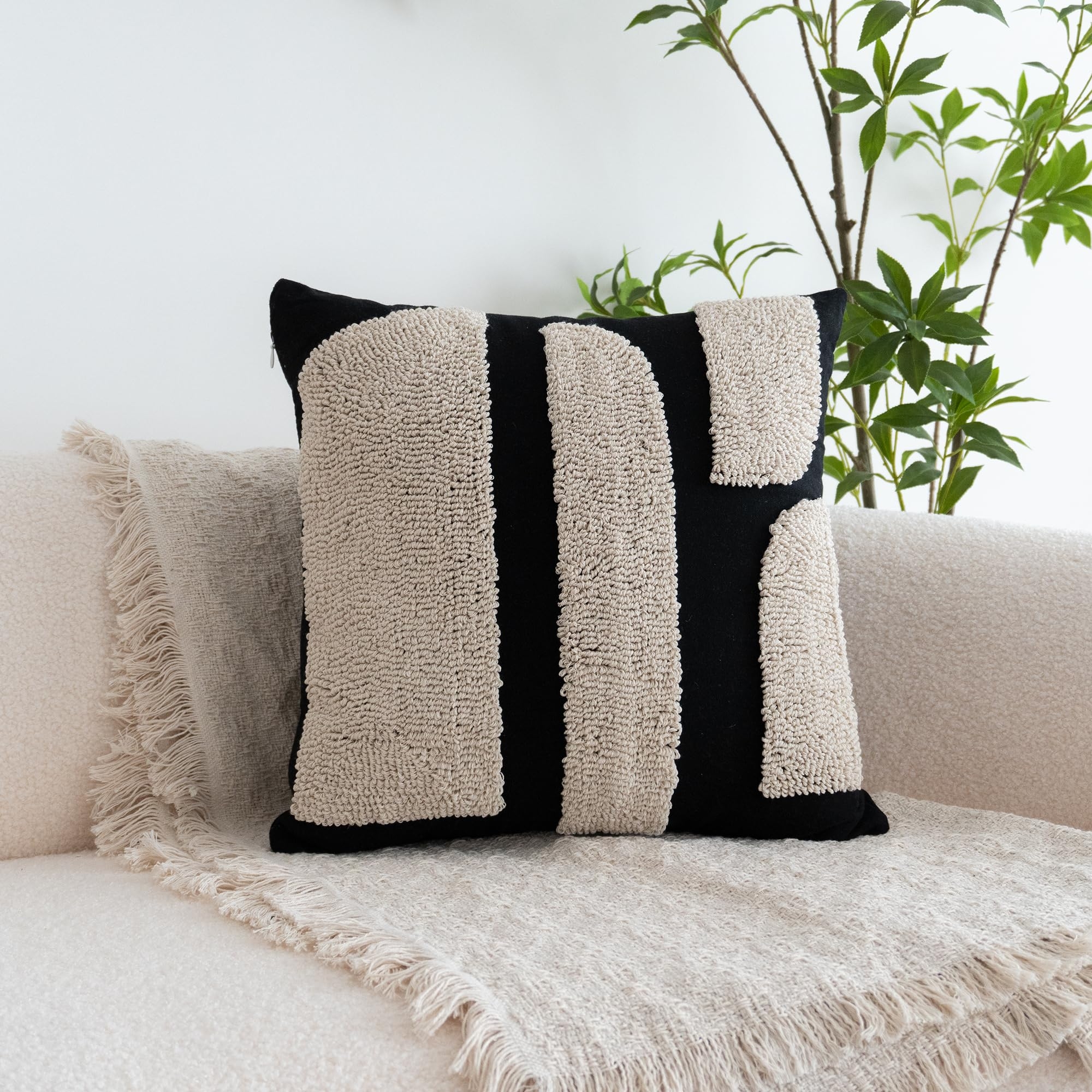 Throw Pillow Cover: Chunky Tufted Pile Textured Monochrome Decor