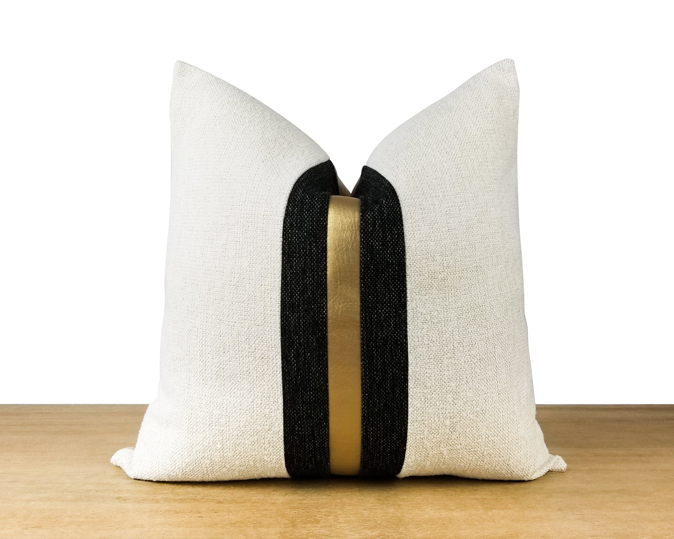 Throw Pillow Cover featuring Gilded Leather Stripe Design