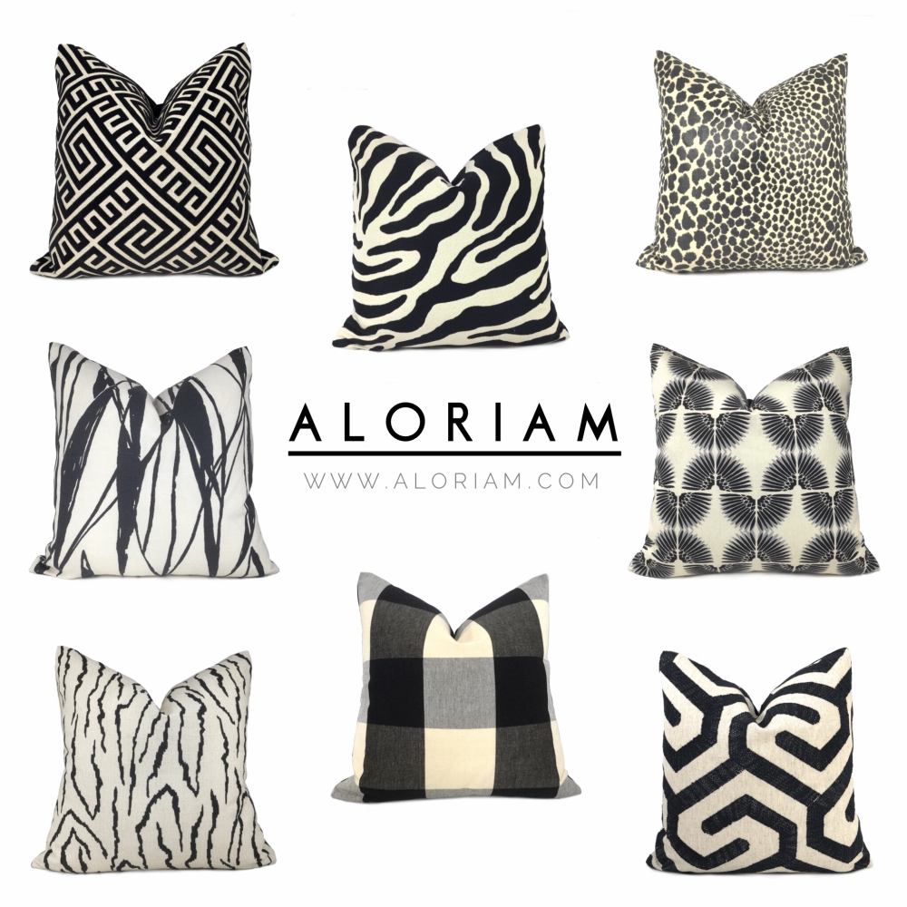 Throw Pillow Cover: Monochromatic Mixed Pattern Geometric Set