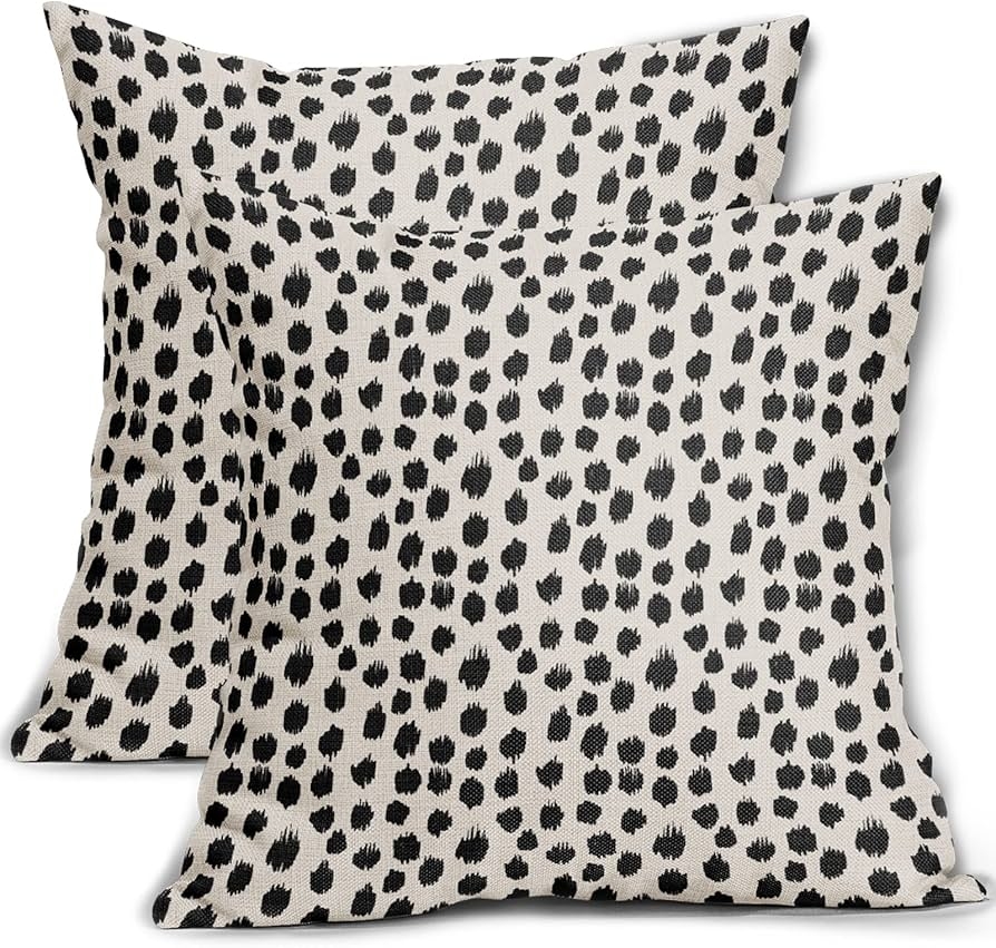 Throw Pillow Cover: Painterly Brushstroke Dots Boho Cream Covers