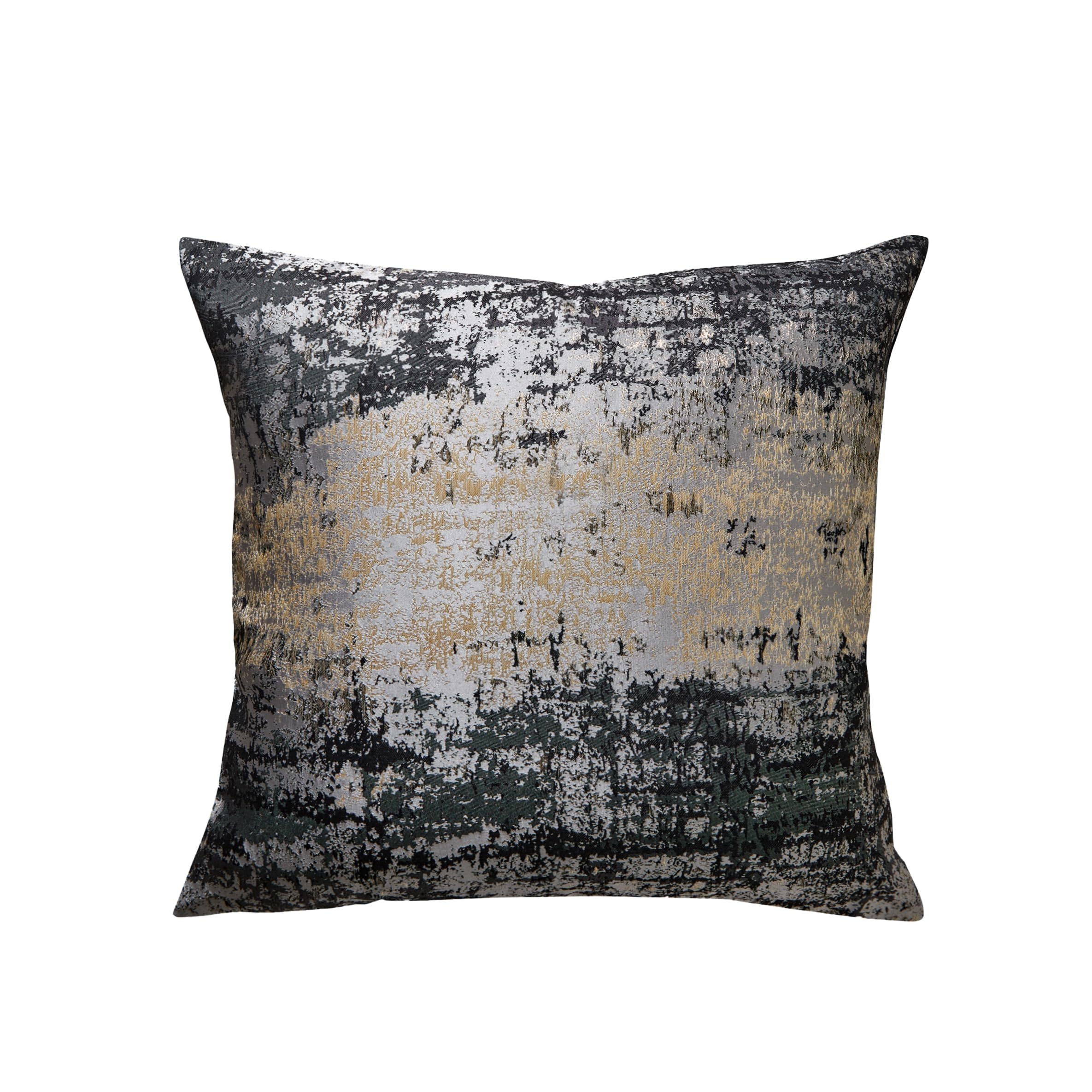 Throw Pillow Cover with Distressed Metallic Accents