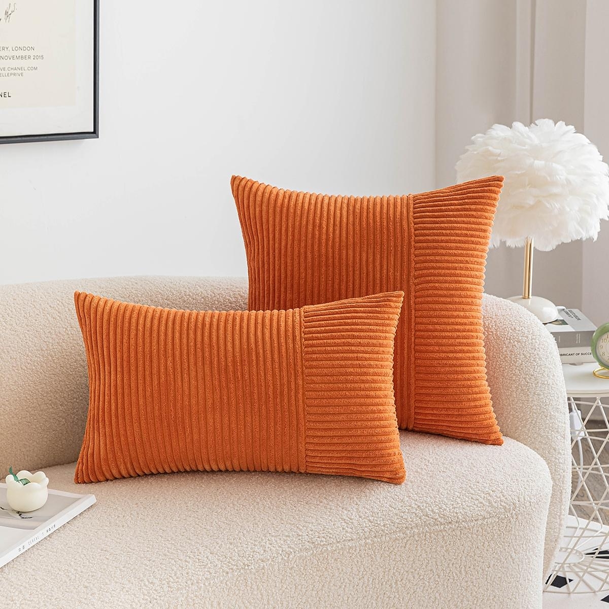 Throw Pillow Covers Corduroy Ribbed Textured Autumn Decor