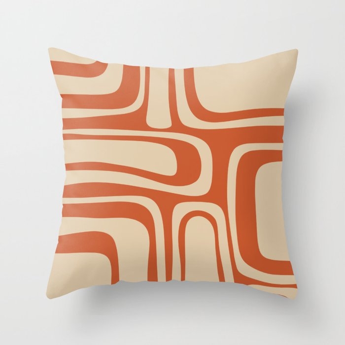 Throw Pillow Curvilinear Pattern Mid-Mod Retro Accent