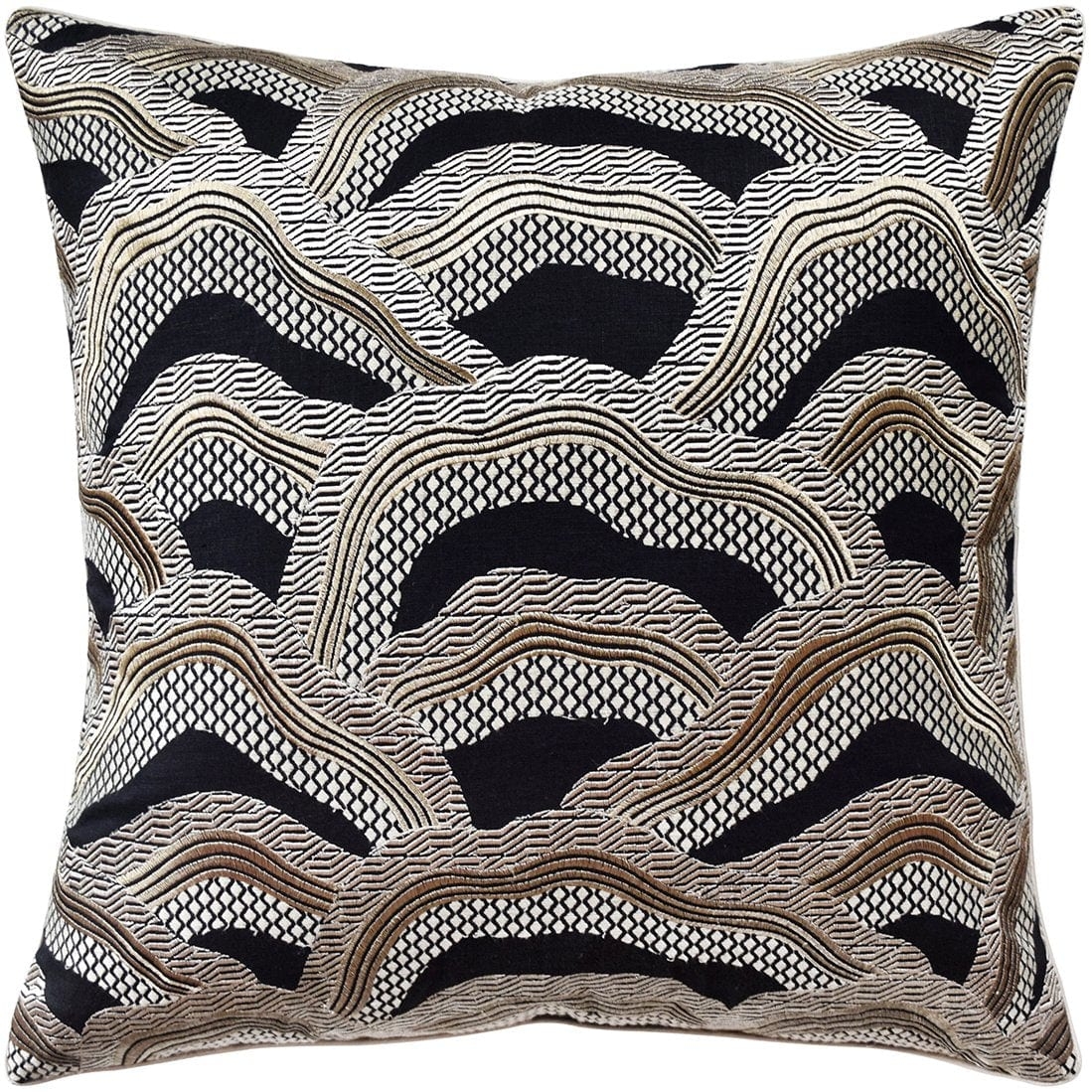 Throw Pillow featuring Topographical Wave and Gold Lines