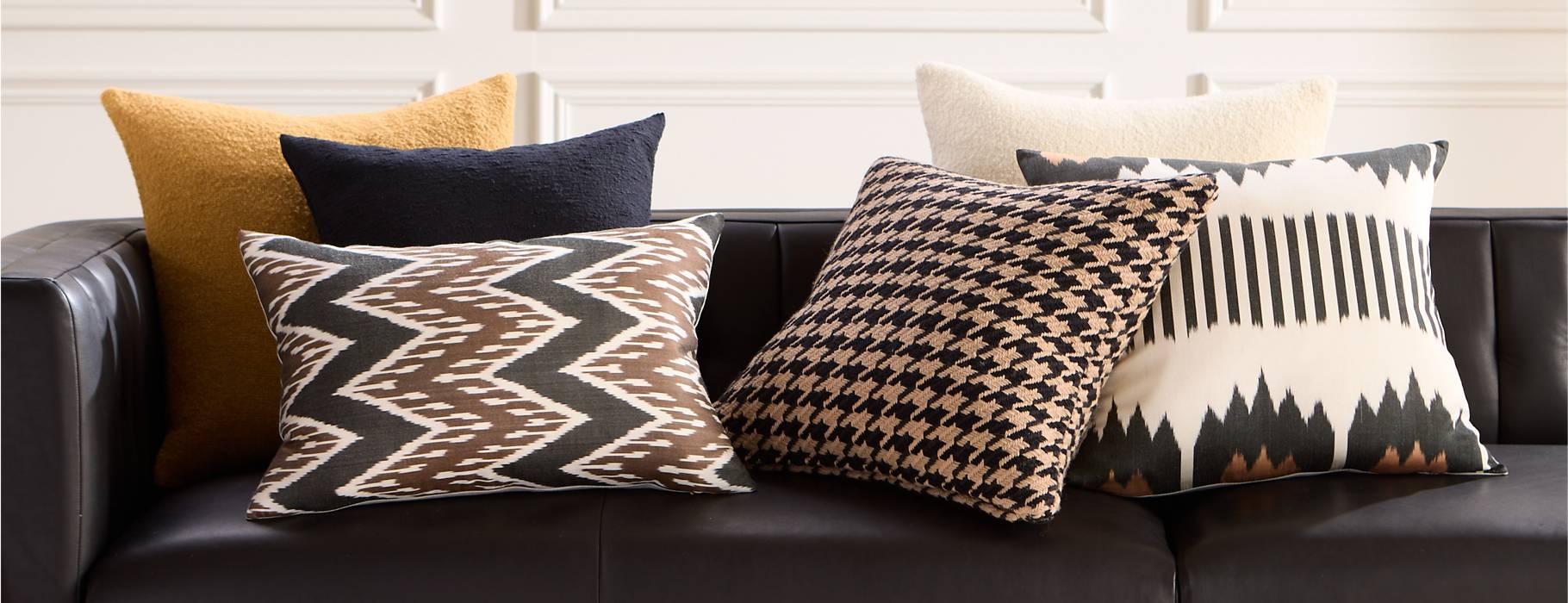 Throw Pillow: Graphic Wool Cotton Monochromatic Sofa Decor