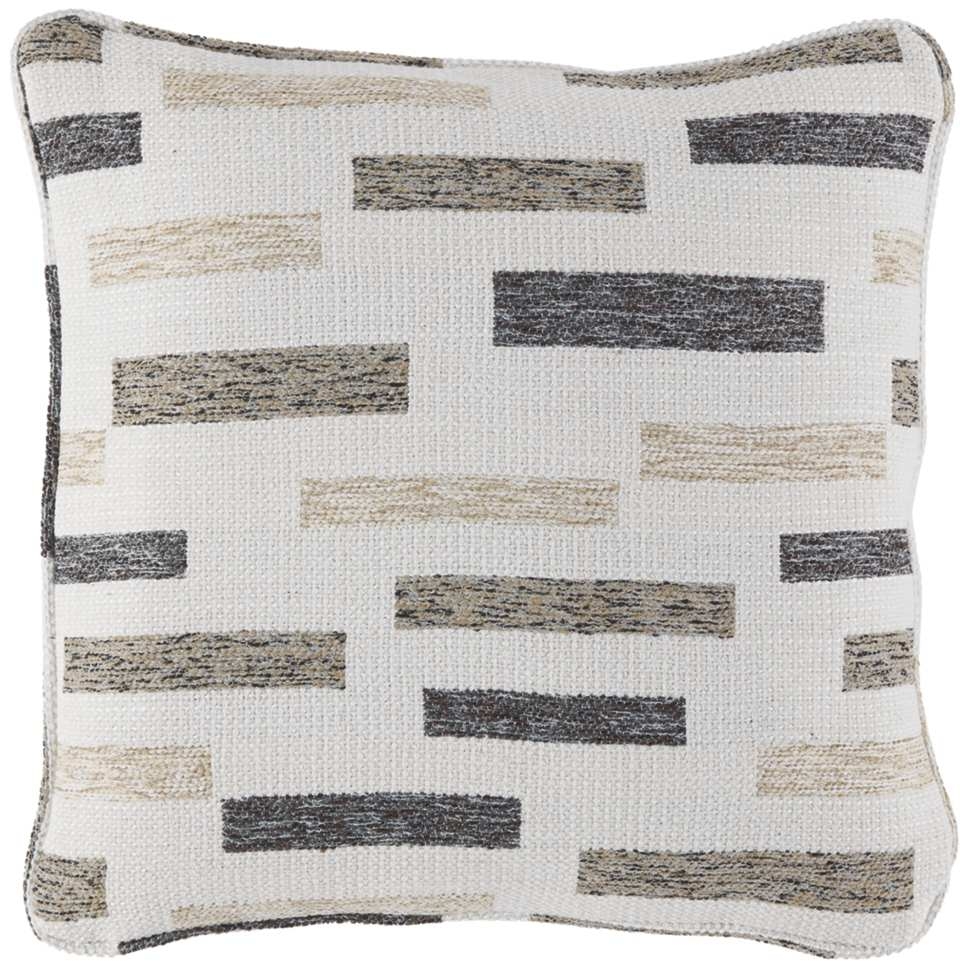 Throw Pillow: Horizontal Bar Multi Tonal Brown Patterned Cushion