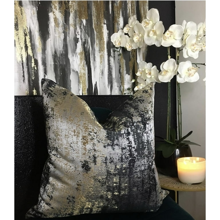 Throw Pillow in Distressed Pattern Modern Foil Finish