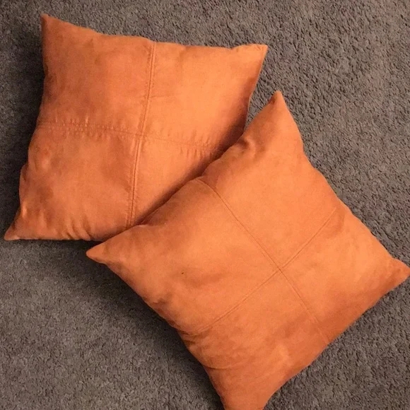 Throw Pillow Quad Paneled Front Suede Like Square Cushions