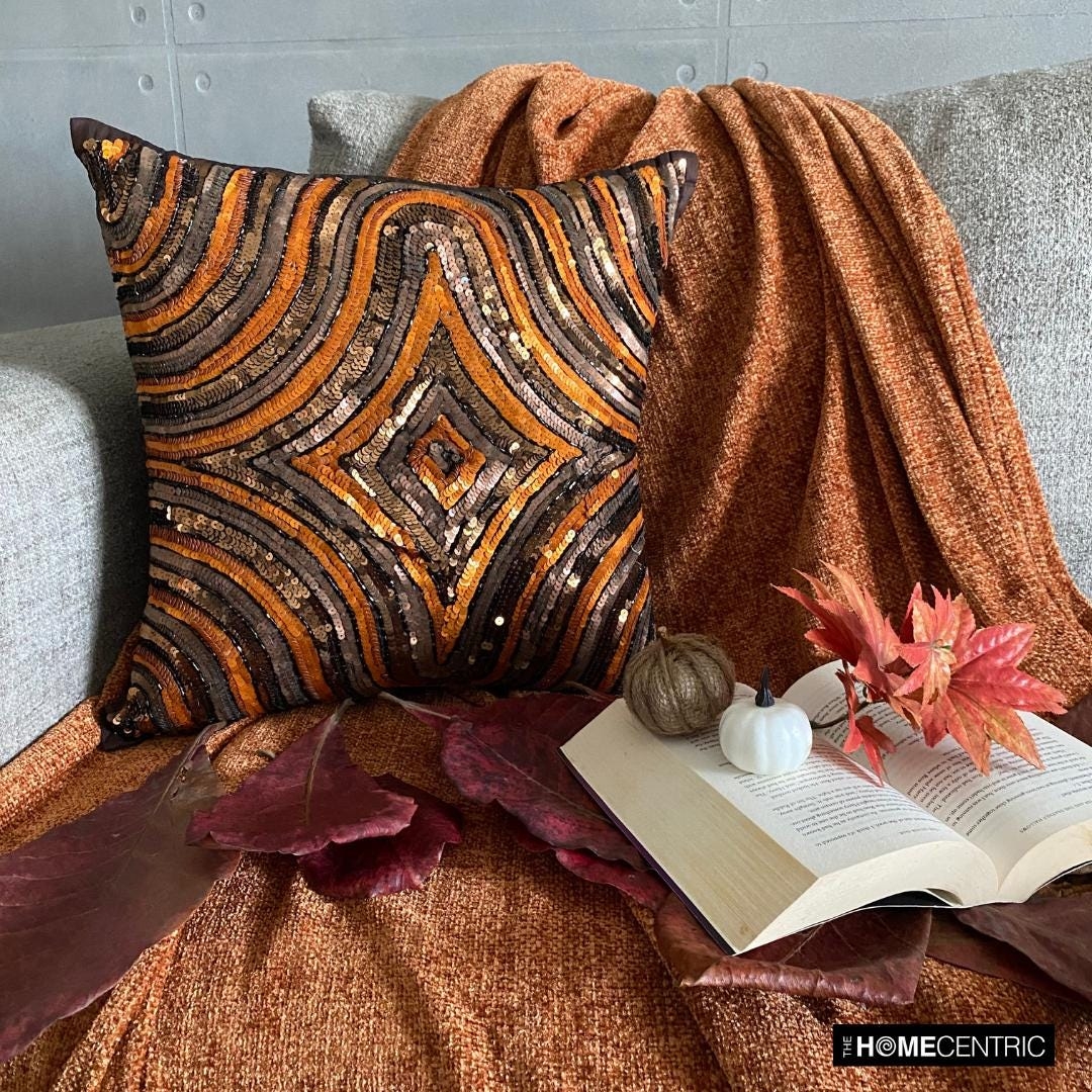 Throw Pillow Shimmering Sequins Sequin Diamond Pattern