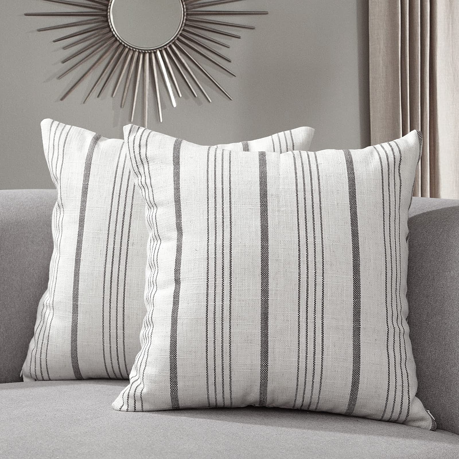 Throw Pillow Ticking Stripes Vertical Farmhouse Accent