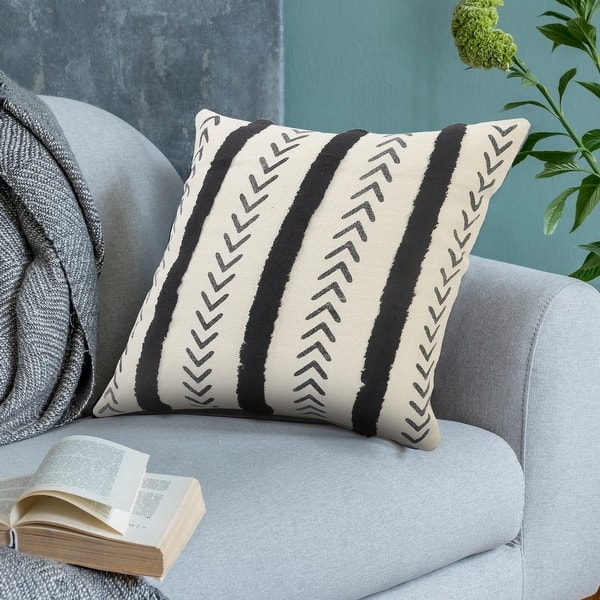 Throw Pillow: Tufted Black Stripes Tribal Stripe Accent Cushion