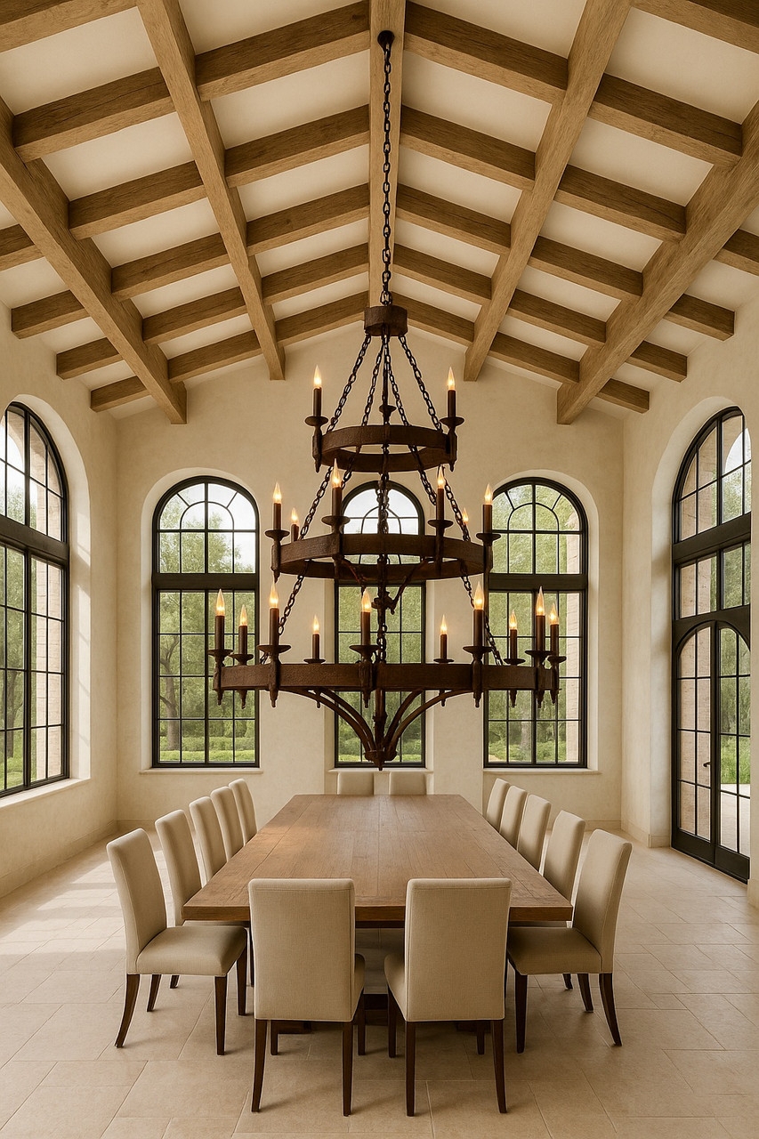 Tiered Chandelier Wrought Iron Look Grand Dining Hall Light