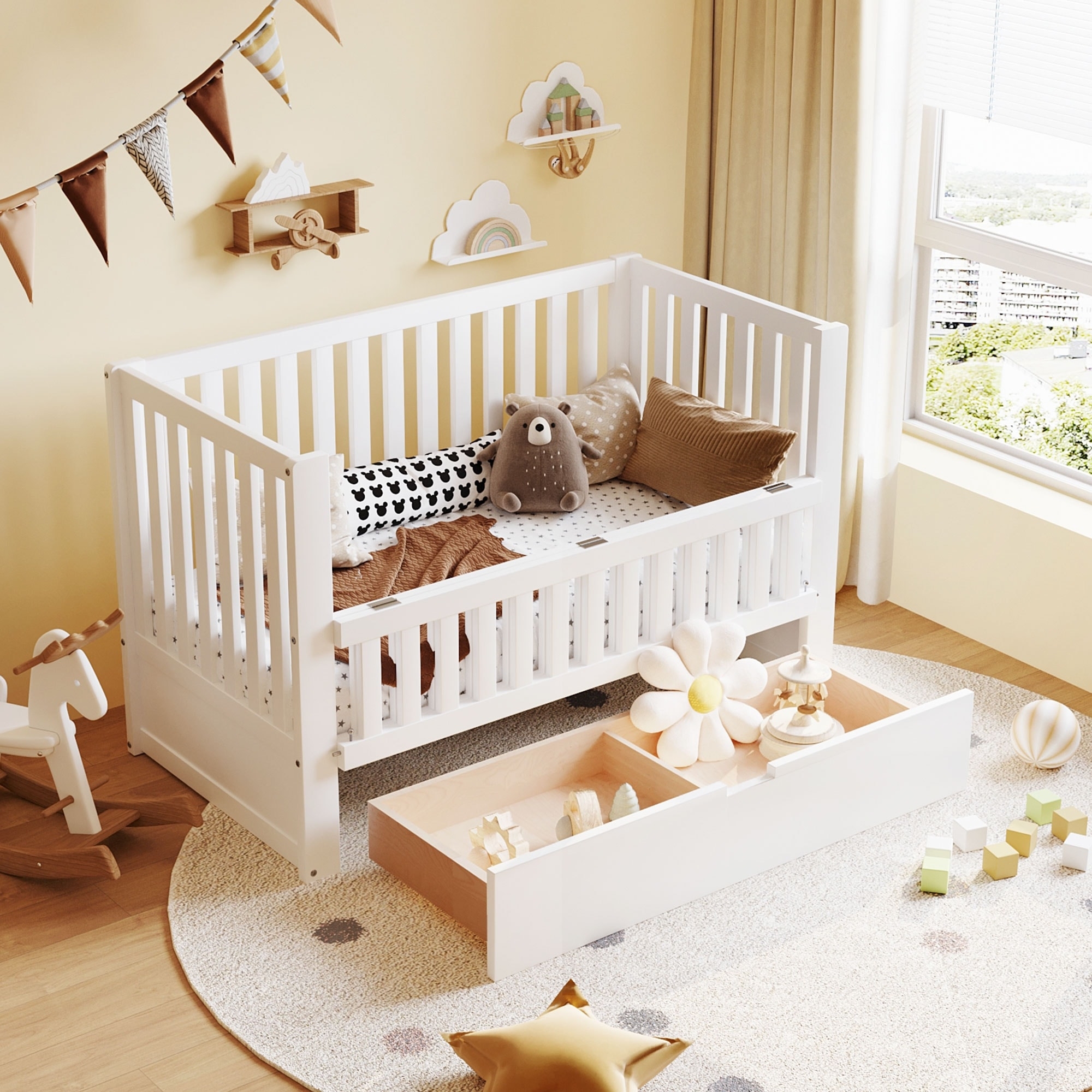 Toddler Bed Matte Finish Frame with Conversion Rails